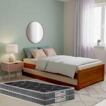 Bicama Madeira Maciça Funcional com Cama Auxiliar Inferior Prática + Colchões D20 Inclusos