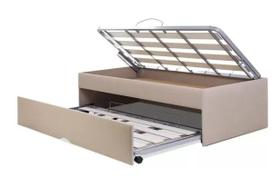 Bicama Pilati Com Baú Vira Casal (Sem Colchão) 0,88x1,88 Bege Bicama Pilati Com Baú Vira Casal (Sem Colchão) 0,88x1,88 Bege