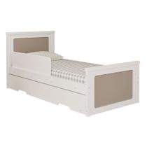 Bicama Solteiro Bela Branco com proteção lateral e cama auxiliar - 100% MDF - Cimol