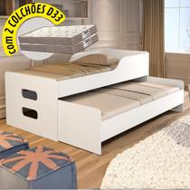 Bicama Solteiro Cama com Cama Auxiliar Bibox e 2 Colchões D33 Gold - Fênix Bicama Solteiro Cama com Cama Auxiliar Bibox e 2 Colchões D33 Gold - Fênix