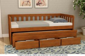 Bicama Solteiro com 3 Gavetas em Madeira Maciça Oriente Avelã - Straub Web