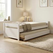 Bicama Solteiro com Auxiliar 90x190cm Madeira Maciça Double Branco Yescasa Bicama Solteiro com Auxiliar 90x190cm Madeira Maciça Double Branco Yescasa