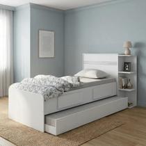 Bicama Solteiro com Baú, 2 Gavetas e Cama Auxiliar Jade Branco Yescasa