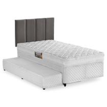 Bicama Solteiro com Cabeceira Modulada Herval Frontier, Espuma Alto Suporte, 49x88x188cm