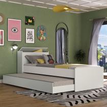 Bicama Solteiro com Colchão Incluso e Baú Embutido Multimóveis Branco