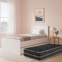 Bicama Solteiro Compacta e Elegante Com Auxiliar e Colchão D20 Ideal Quarto -