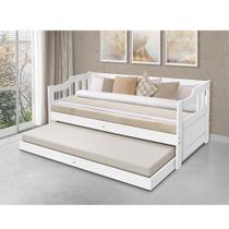 Bicama Solteiro de Madeira + 2 Colchões Vintage - Branco