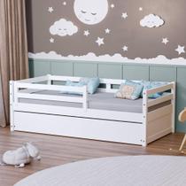 Bicama Solteiro Dreams com Grade de Proteção Madeira Maciça Branco Megamobilia Bicama Solteiro Dreams com Grade de Proteção Madeira Maciça Branco Megamobilia