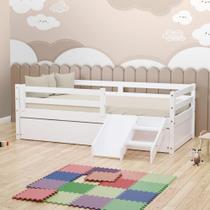 Bicama Solteiro Dreams Grade de Proteção e Mini Escada/Escorregador Branco Megamobilia Bicama Solteiro Dreams Grade de Proteção e Mini Escada/Escorregador Branco Megamobilia