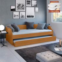 Bicama Solteiro Duo com Cama Auxiliar em Mdf Premium Nature com 2 Colchões Bicama Solteiro Duo com Cama Auxiliar em Mdf Premium Nature com 2 Colchões