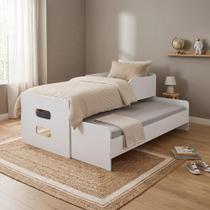 Bicama Solteiro Elis com 2 Colchões e Cama de Apoio Puxável para Quarto Infantil e Visitas - Branco Bicama Solteiro Elis com 2 Colchões e Cama de Apoio Puxável para Quarto Infantil e Visitas - Branco