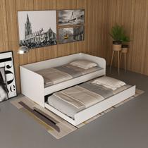 Bicama Solteiro Estilo Sofá com Auxiliar CM8032 Branca Tecnomobili