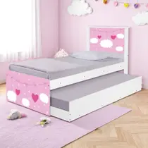 Bicama Solteiro Hop com Cabeceira Nuvens Meninas