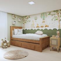 Bicama Solteiro Infantil com 2 Gavetas Athenas Kids Marrom Amêndoa Clean/Off White Bicama Solteiro Infantil com 2 Gavetas Athenas Kids Marrom Amêndoa Clean/Off White