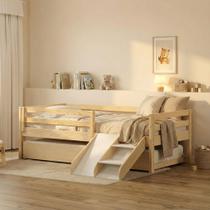 Bicama Solteiro Infantil Prime com Kit Escadinha e Escorrega Casatema MadeiraOriginals Marrom