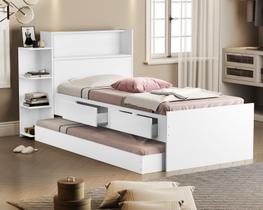 bicama solteiro isa cama com gaveta bau e prateleira mdf estilo moderno