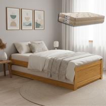 Bicama Solteiro Madeira Compacta Otimiza Seu Espaço Com Cama Auxiliar Inteligente E 2 Colchões D33 -