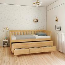 Bicama Solteiro Madeira Maciça Com 3 Gavetas E Cama Auxiliar Bicama Solteiro Madeira Maciça Com 3 Gavetas E Cama Auxiliar