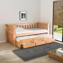 Bicama Solteiro Madeira Maciça Crystal Cama Auxiliar Com 3 Gavetas