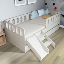Bicama Solteiro Mdf Bp Com Escadinha/escorrega 03 Grades E Cabeceira Megamobilia