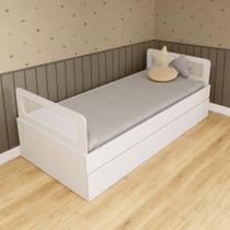 Bicama Solteiro MDF Branco com Cabeceira Telinha Anatômica Mobilistore Bicama Solteiro MDF Branco com Cabeceira Telinha Anatômica Mobilistore