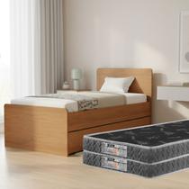 Bicama Solteiro MDF Reforçada Com Cama Auxiliar + Colchão D20 Conforto Garantido