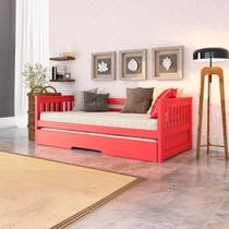 Bicama Solteiro Mission Estilo Sofá em Madeira Maciça/MDF Vermelho Bicama Solteiro Mission Estilo Sofá em Madeira Maciça/MDF Vermelho