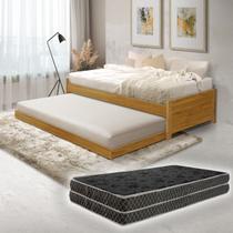 Bicama Solteiro Reforçada de Madeira Maciça Com Cama Auxiliar com 2 Colchões Inclusos Bicama Solteiro Reforçada de Madeira Maciça Com Cama Auxiliar com 2 Colchões Inclusos