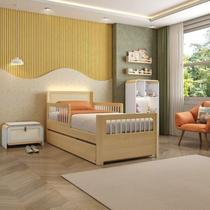 Bicama Solteiro Reversível com Estante em LED e Sapateira Infantil Wave Casatema MadeiraOriginals