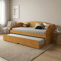 Bicama Solteiro Sofá Cama com Rodízios em MDF Funny Cinamomo