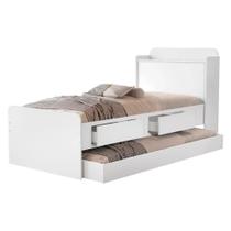 Bicama Solteiro Tamires e Mili com 2 Gavetas MDF Branco Milani Movelaria