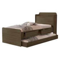 Bicama Solteiro Tamires e Mili com 2 Gavetas MDF Castanho Milani Movelaria