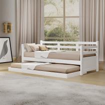 Bicama Vintage Solteiro Enjoy Branca em Madeira Retrô com 2 Colchões