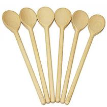 BICB Colheres de Madeira Oval para Cozinhar, Pacote de 6 (12 Polegadas De Comprimento) Panelas Naturais Sólidas beechwood para agitação, mistura, degustação, servindo alimentos, artesanato, - Resistente, durável, extra-força