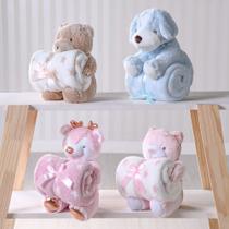 BICHINHO DE PELUCIA 18cm COM MANTA 75cm x 75cm SORTIDO - Bene Casa