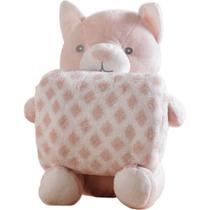 Bichinho De Pelúcia Fazenda New Com Manta Bebê 100x75cm Gatinho