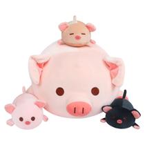 Bicho de pelúcia Achwishap Pig Mommy com 3 pelúcias de 50 cm Bicho de pelúcia Achwishap Pig Mommy com 3 pelúcias de 50 cm