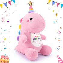 Bicho de pelúcia Auspicioso, começando, rosa, feliz aniversário, dinossauro