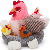Bicho de pelúcia BENINY Chicken Pink Hen com filhotes e galinheiro