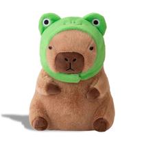Bicho de pelúcia Capivara Actrick Cute com chapéu de sapo de 30 cm