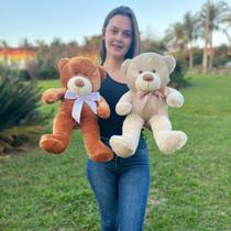 Bicho De Pelúcia Com Laço Urso 50cm Presente Criança Várias Cores