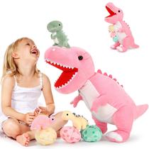 Bicho de pelúcia: dinossauro MoriSmos com bebês, 60 cm, rosa, T-rex