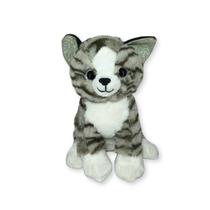 Bicho de Pelúcia Gatinho Tigrado Cinza Fofo Macio Decorativo Infantil 21cm