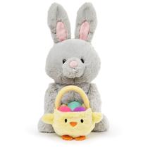 Bicho de pelúcia GUND Easter Bunny com cesta e ovos 10" cinza