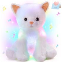 Bicho de pelúcia Houwsbaby White Cat com música e luz 30cm