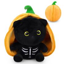 Bicho de pelúcia KOPHINYE Black Cat com abóbora de pelúcia de Halloween