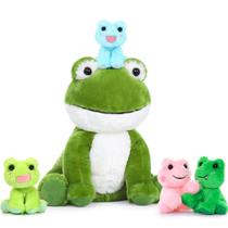 Bicho de pelúcia MoriSmos Big Frog Green com 4 brinquedos para bebês de 45 cm