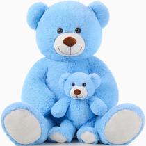 Bicho de pelúcia MoriSmos Giant Teddy Bear Mommy & Baby Blue