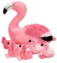 Bicho de pelúcia Qpewep Flamingo 53cm com 4 bebês para crianças Bicho de pelúcia Qpewep Flamingo 53cm com 4 bebês para crianças