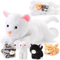 Bicho de Pelúcia Skylety Cat com Bebês - 40cm - Branco